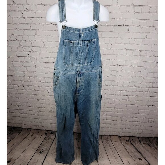 Austin Clothing Blue Denim 100% Cotton Workwear Utility Jean Overalls Large L 32 - Picture 1 of 15